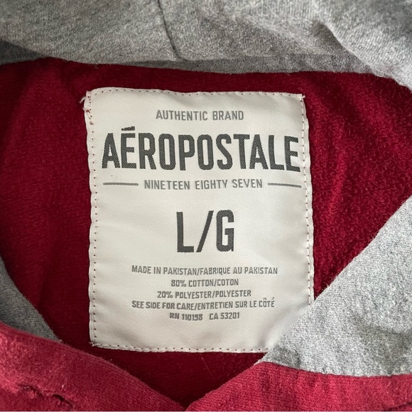 Aeropostale Red & White Logo Pullover Long Sleeve Hoodie Sweatshirt - Picture 4 of 5